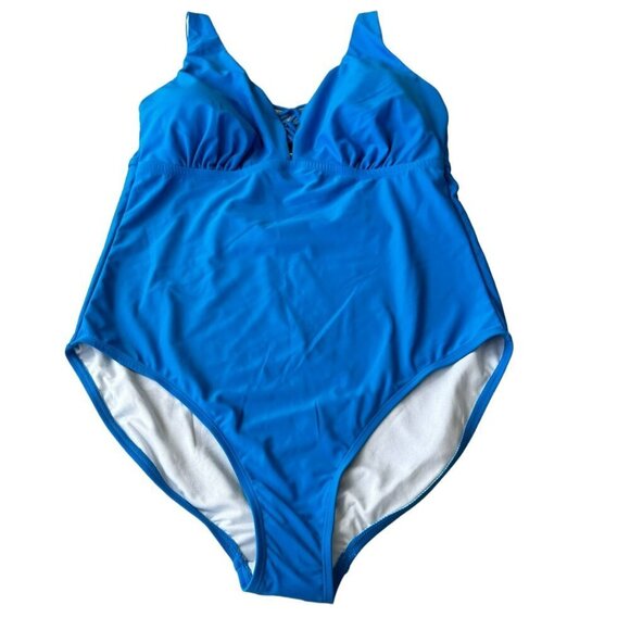 Island Rays Women's Ocean Blue Criss Cross One Piece Swimsuit Bathing Size 3X - Picture 5 of 11